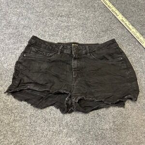 Bizzbee Shorts Womens Size 36 Black Denim Frayed Raw Hem Casual Five Pocket
